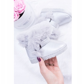 FRROCK Botas de nieve cálidas para niños con jalea plateada de piel plata 1 FRROCK Botas de nieve cálidas para niños con jalea plateada de piel plata 1