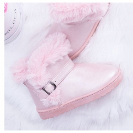 BUGO Botas de nieve cálidas para niños con jellyBeans rosas de piel rosado 1