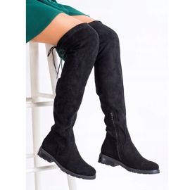 SHELOVET Botas mosqueteras con circonita negro 1