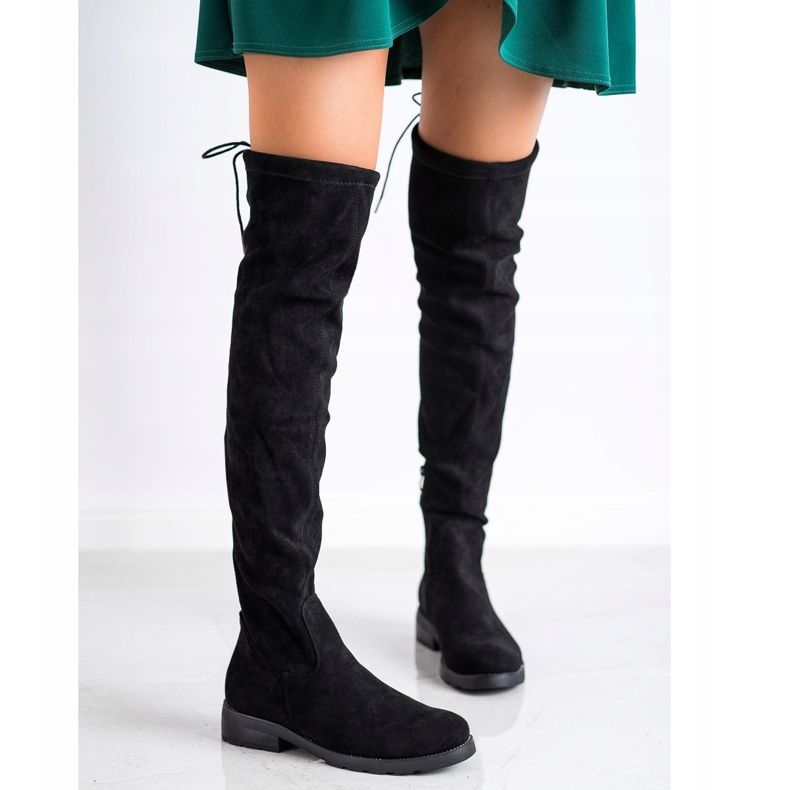 SHELOVET Botas mosqueteras con circonita negro 2 SHELOVET Botas mosqueteras con circonita negro 2
