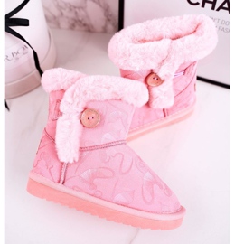 Apawwa Botas de nieve para niños con piel y botón Rosa Kawai rosado 3
