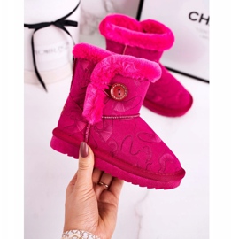 Apawwa Botas de nieve para niños con piel y botón Fucsia Kawai rosa 1