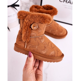 Apawwa Botas de nieve para niños con piel y botón marrón Kawai 1