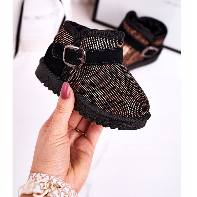 Maiqi Botas de nieve para niños con piel Dorado Negro Dreamy 1
