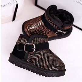 Maiqi Botas de nieve para niños con piel Dorado Negro Dreamy 2