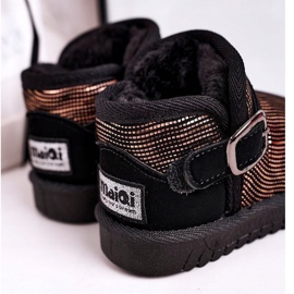 Maiqi Botas de nieve para niños con piel Dorado Negro Dreamy 3
