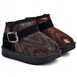 Maiqi Botas de nieve para niños con piel Dorado Negro Dreamy 4