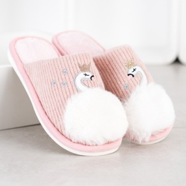 Bona Pantuflas cálidas con aplicación blanco rosa 1
