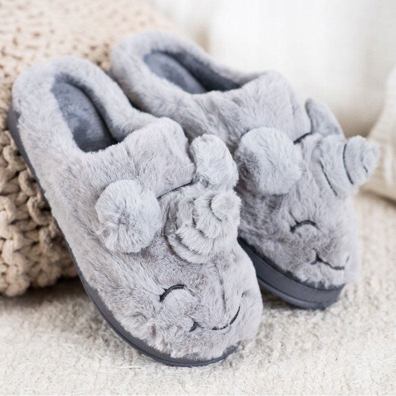 Bona Pantuflas de unicornio para mujer gris 1 Bona Pantuflas de unicornio para mujer gris 1