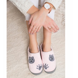 Bona Calientes pantuflas sin cordones de Teddy Bear rosado gris 3