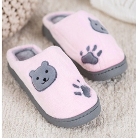 Bona Calientes pantuflas sin cordones de Teddy Bear rosado gris 2