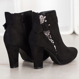 SHELOVET Botas de tacón alto con estampado de serpiente negro gris 1 SHELOVET Botas de tacón alto con estampado de serpiente negro gris 1