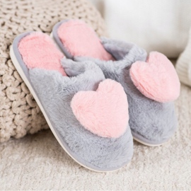 Bona Zapatillas con un corazón rosa gris 1