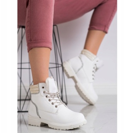SHELOVET Botas de montaña con parte superior de terciopelo blanco plata 5