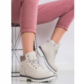 SHELOVET Botas de montaña con parte superior de terciopelo beige plata 3