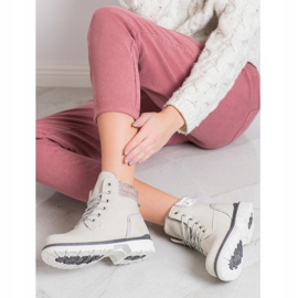 SHELOVET Botas de montaña con parte superior de terciopelo beige plata 2