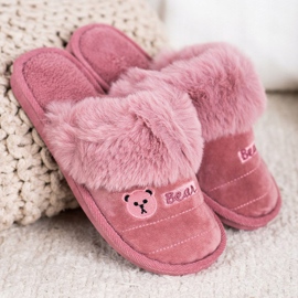 Bona Pantuflas Con Piel De Oso rosado 3