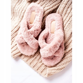 FRJ Pantuflas de Mujer Pantuflas de Piel Marrón Claro Cozy Time 4