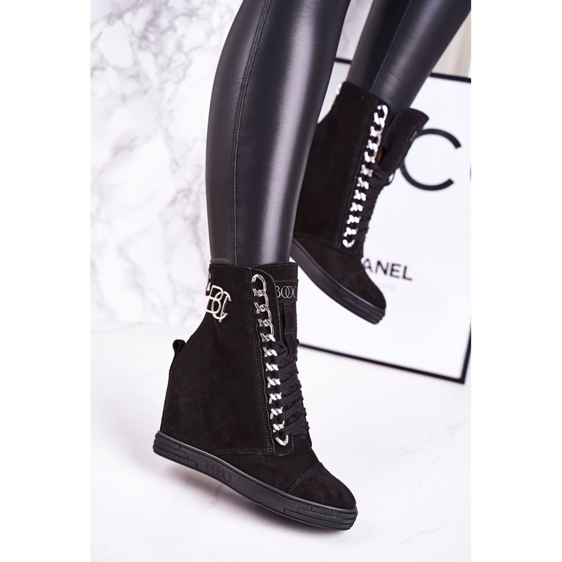 Zapatillas Mujer Ante BOOCI 2222/066 / s Silver Chain Black negro 2 Zapatillas Mujer Ante BOOCI 2222/066 / s Silver Chain Black negro 2