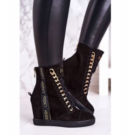Zapatillas de ante para mujer con cinta BOOCI 2222/543 / z Negro 3