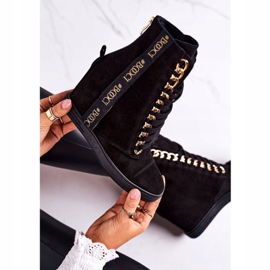 Zapatillas de ante para mujer con cinta BOOCI 2222/543 / z Negro 5