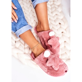 Pantuflas Mujer Con Piel Y Estrella Rosa Polvo Noche-Noche rosado 1