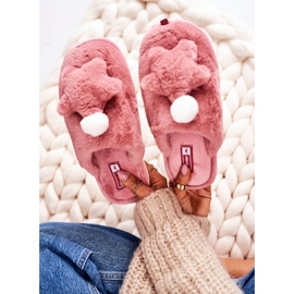 Pantuflas Mujer Con Piel Y Estrella Rosa Polvo Noche-Noche rosado 2