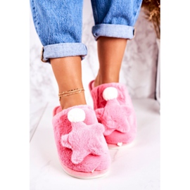 Pantuflas De Mujer Con Piel Y Estrella Rosa Noche-Noche 1