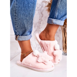 Pantuflas De Mujer Con Piel Y Estrella Rosa Claro Noche-Noche 2