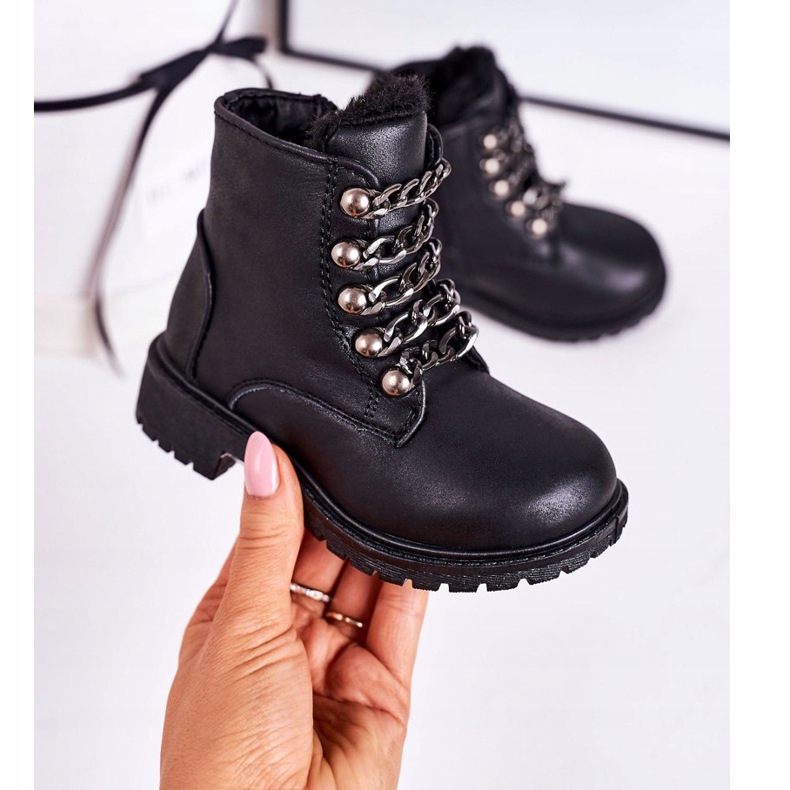 Cadenas de cuero ecológico Trappers para niños Black Rock &amp; Roll negro 2