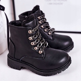 Cadenas de cuero ecológico Trappers para niños Black Rock &amp; Roll negro 1