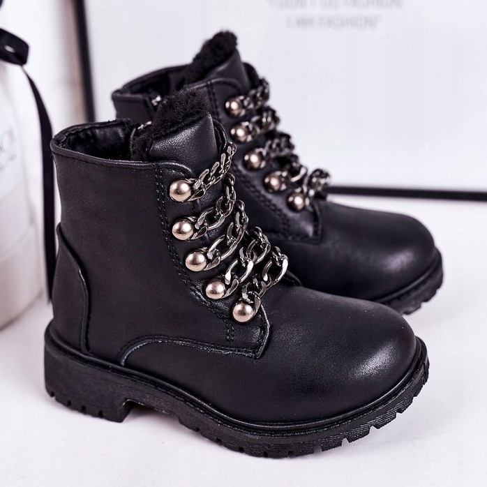 Cadenas de cuero ecológico Trappers para niños Black Rock &amp; Roll negro 1