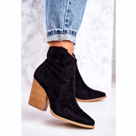 MSMG Botas de vaquero cálidas para mujer con tacón Black Margaret negro 1