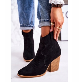 MSMG Botas de vaquero cálidas para mujer con tacón Black Margaret negro 2