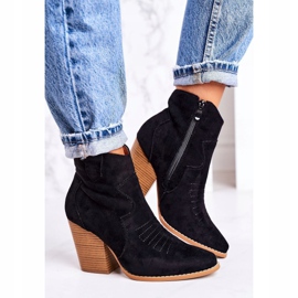 MSMG Botas de vaquero cálidas para mujer con tacón Black Margaret negro 3