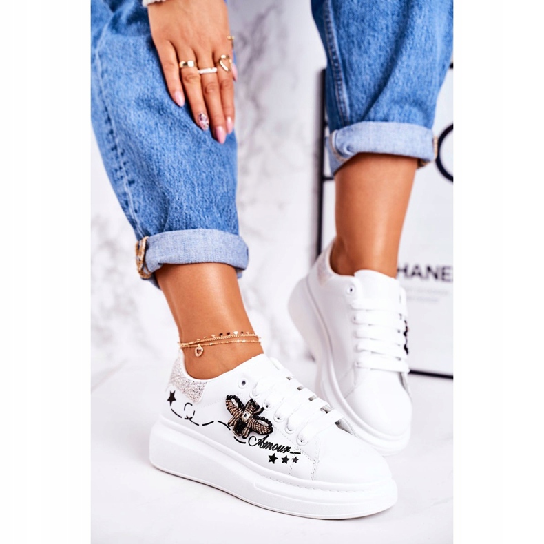 Zapatos Deportivos De Mujer Zapatillas Deportivas Con Mosca Blanco Plata Amour 2 Zapatos Deportivos De Mujer Zapatillas Deportivas Con Mosca Blanco Plata Amour 2