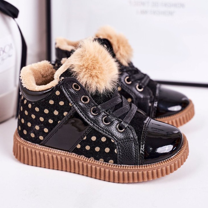 Linshi Botas Calientes Infantiles Zapatillas Deportivas De Lunares Negro Anastasia 1