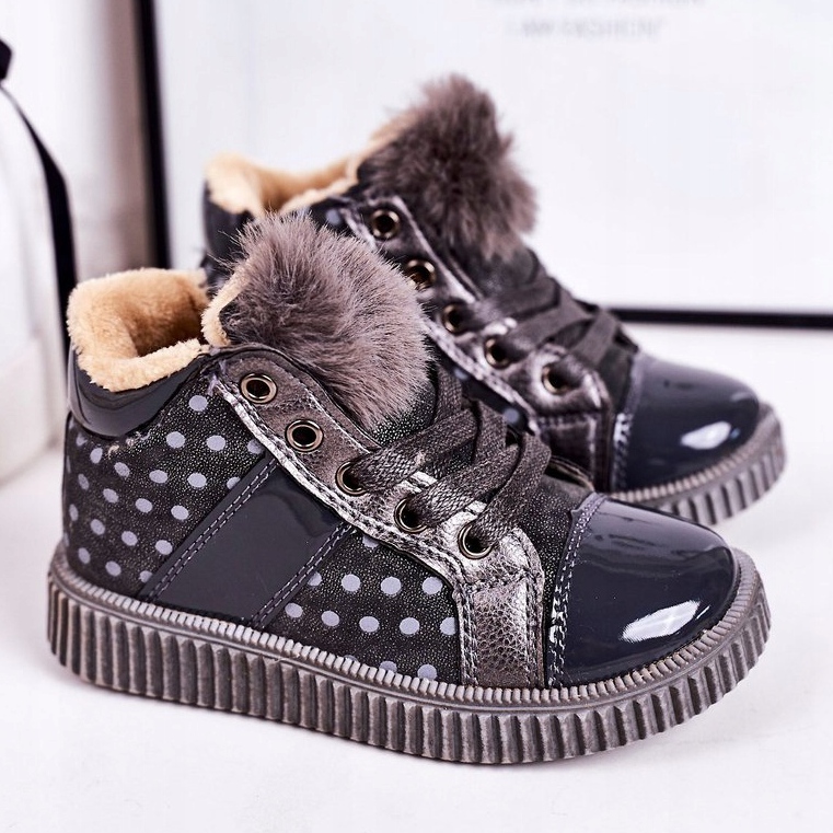 PL1 Botas Calientes Infantiles Zapatillas Deportivas En Lunares Gris Anastasia 1