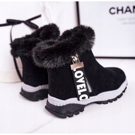 Linshi Botas de nieve cálidas para niños con piel Black Love-Love negro 3