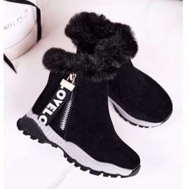 Linshi Botas de nieve cálidas para niños con piel Black Love-Love negro 4