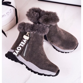 Linshi Botas de nieve cálidas para niños con piel gris Love-Love 4