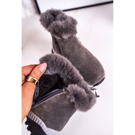 Linshi Botas de nieve cálidas para niños con piel gris Love-Love 5