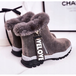 Linshi Botas de nieve cálidas para niños con piel gris Love-Love 3