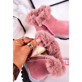 Linshi Botas de nieve cálidas para niños con piel rosa Love-Love rosado 5