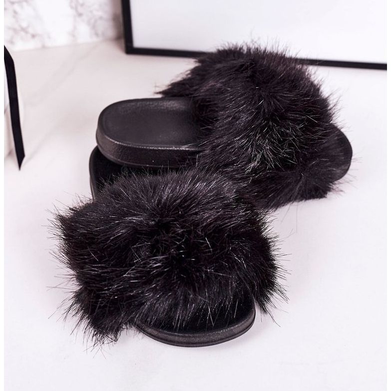 PS1 Pantuflas de piel de fashionista negras para niños negro 1