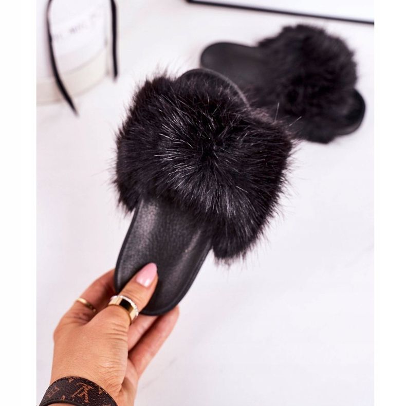 PS1 Pantuflas de piel de fashionista negras para niños negro 2