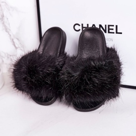 PS1 Pantuflas de piel de fashionista negras para niños negro 3