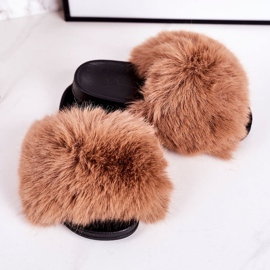 Pantuflas Infantiles Con Piel Marrón Claro Fashionista 1