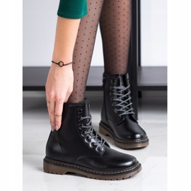 SHELOVET Botas de cuero ecológico negro 4