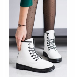 SHELOVET Botas de cuero ecológico blanco negro 4